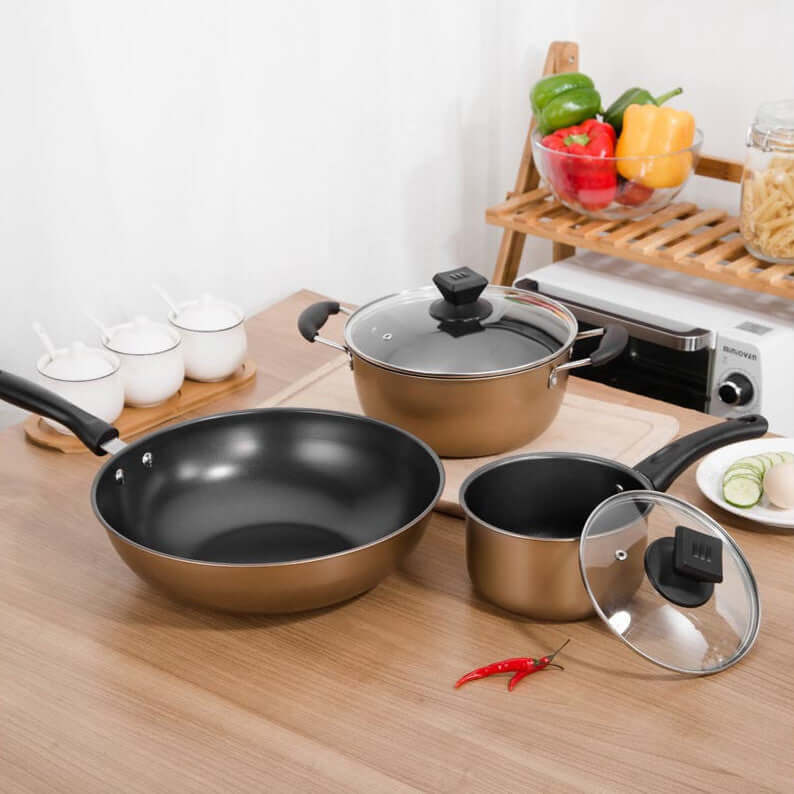 3-Piece Cast Iron Non-Stick Cookware Set – Durable Kitchen Pots & Frying Pan by Phonax | Phonax Services