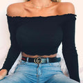 ChicWear Sexy Cotton Blend Crop Top – Stylish Off Shoulder Design | Phonax Services