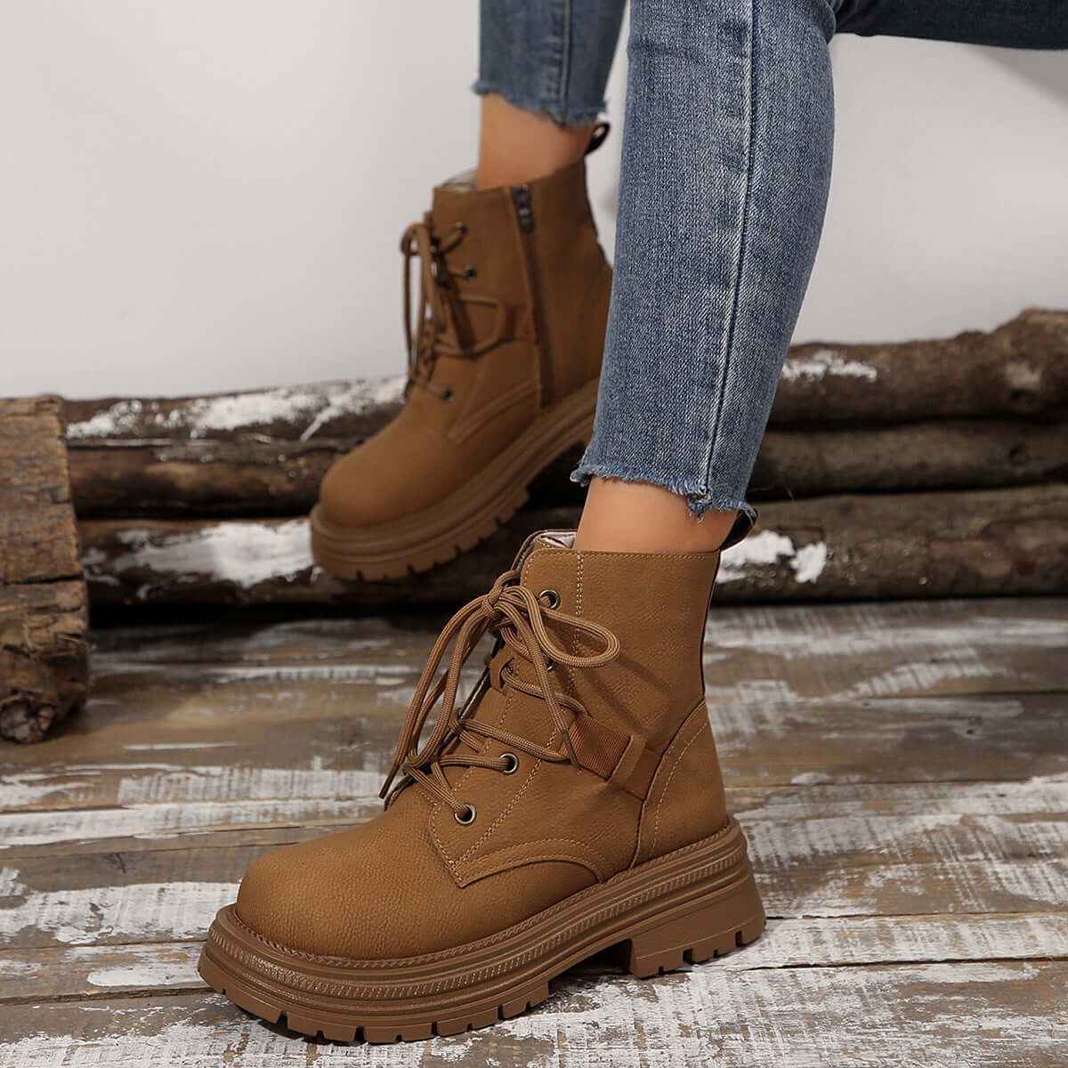 YourBrand Square-Heeled Lace-Up Boots – Stylish Fall Winter Essential | Phonax Services