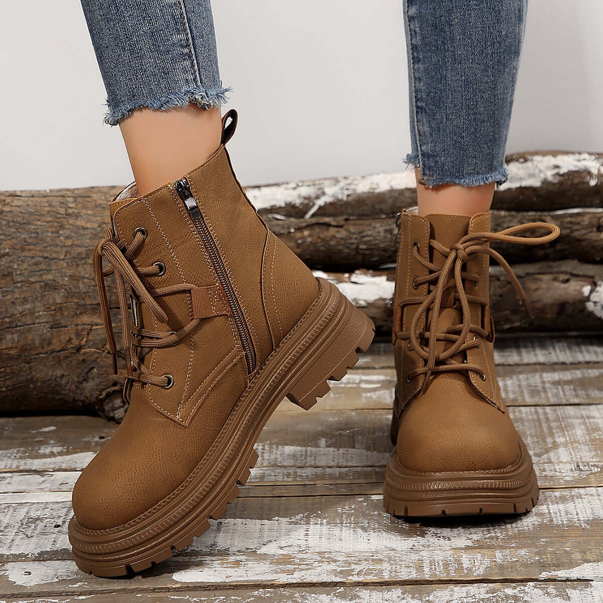 YourBrand Square-Heeled Lace-Up Boots – Stylish Fall Winter Essential | Phonax Services