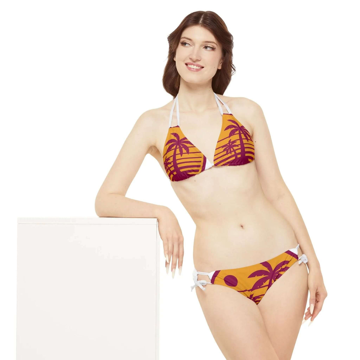 Sunset Vibes Strappy Bikini Set AOP – Adjustable Straps for Perfect Fit | Phonax Services