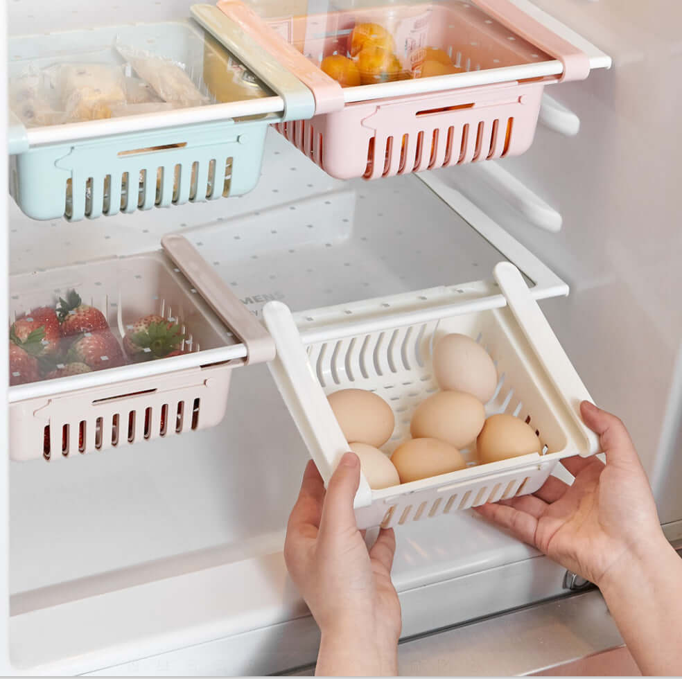 Stretchable Refrigerator Storage Basket – Pull-Out Organizer for Fridge & Kitchen | Phonax Services