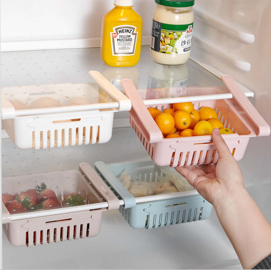 Stretchable Refrigerator Storage Basket – Pull-Out Organizer for Fridge & Kitchen | Phonax Services