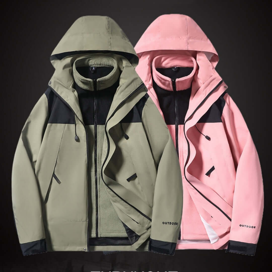 Outdoor Duo Three-in-One Shell Jacket – Stylish Couple Color Matching Design | Phonax Services