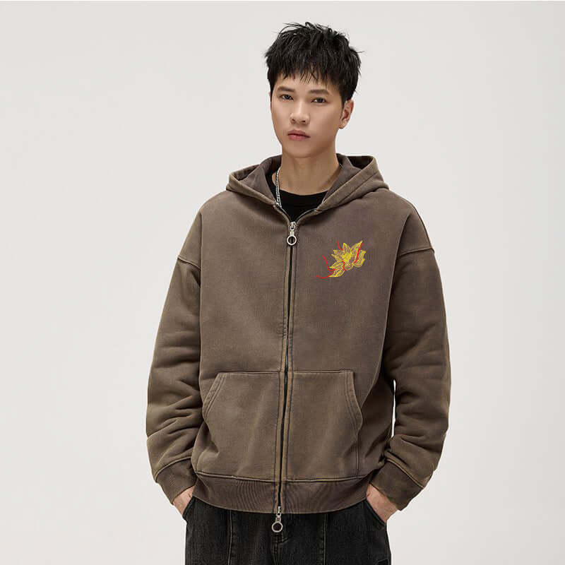 Vintage Embroidered Hoodie for Men – Fleece-Lined Cotton Sweatshirt | Autumn Streetwear | Phonax Services