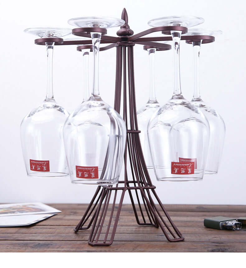 Vintage Iron Wine Glass Holder – Rotating Rack Stand for Goblets | Home, Bar & Hotel Display | Phonax Services