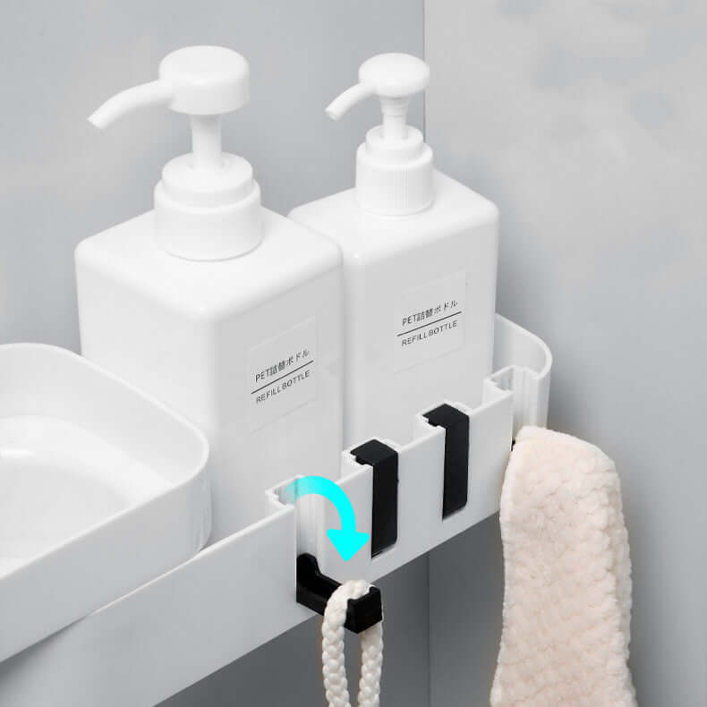 Wall Mounted Bathroom Corner Shelf – No-Drill Plastic Shower Organizer with Adhesive Hooks | Phonax Services