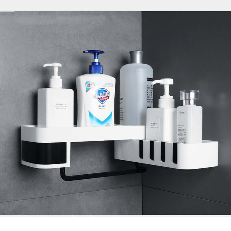 Wall Mounted Bathroom Corner Shelf – No-Drill Plastic Shower Organizer with Adhesive Hooks | Phonax Services