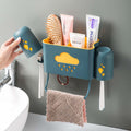 Wall Mounted Bathroom Storage Rack with Hooks – Toothbrush & Cup Organizer Shelf | Phonax Services