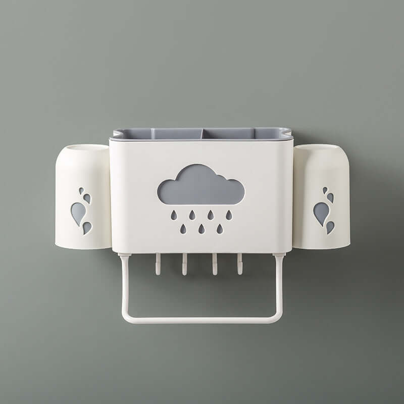 Wall Mounted Bathroom Storage Rack with Hooks – Toothbrush & Cup Organizer Shelf | Phonax Services