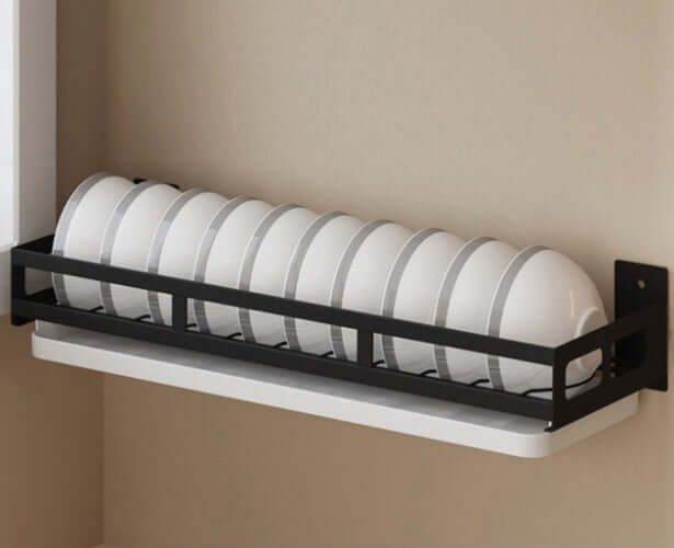 Wall-Mounted Kitchen Organizer Rack – Plate, Bowl & Knife Storage Shelf | Space-Saving Black Dish Rack | Phonax Services