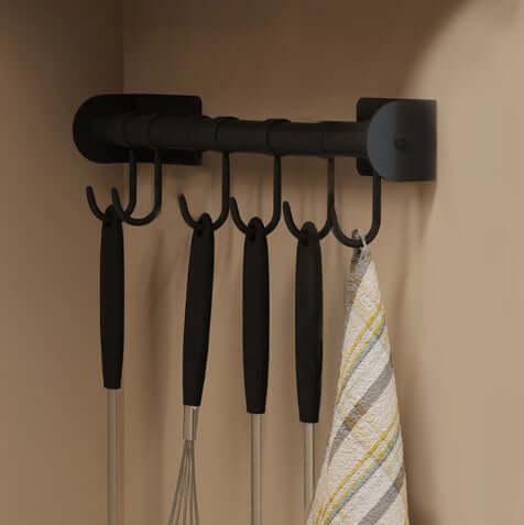 Wall-Mounted Kitchen Organizer Rack – Plate, Bowl & Knife Storage Shelf | Space-Saving Black Dish Rack | Phonax Services