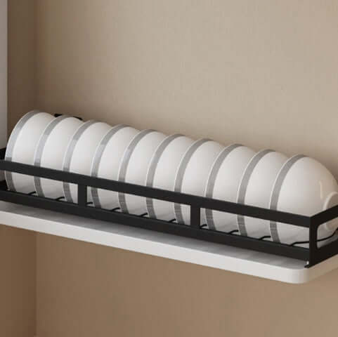 Wall-Mounted Kitchen Organizer Rack – Plate, Bowl & Knife Storage Shelf | Space-Saving Black Dish Rack | Phonax Services