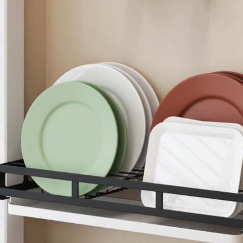 Wall-Mounted Kitchen Organizer Rack – Plate, Bowl & Knife Storage Shelf | Space-Saving Black Dish Rack | Phonax Services