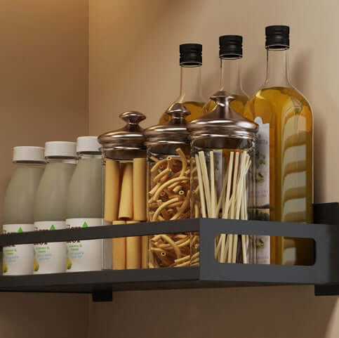 Wall-Mounted Kitchen Organizer Rack – Plate, Bowl & Knife Storage Shelf | Space-Saving Black Dish Rack | Phonax Services