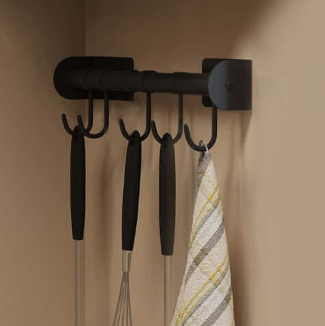Wall-Mounted Kitchen Organizer Rack – Plate, Bowl & Knife Storage Shelf | Space-Saving Black Dish Rack | Phonax Services