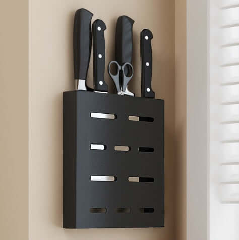 Wall-Mounted Kitchen Organizer Rack – Plate, Bowl & Knife Storage Shelf | Space-Saving Black Dish Rack | Phonax Services
