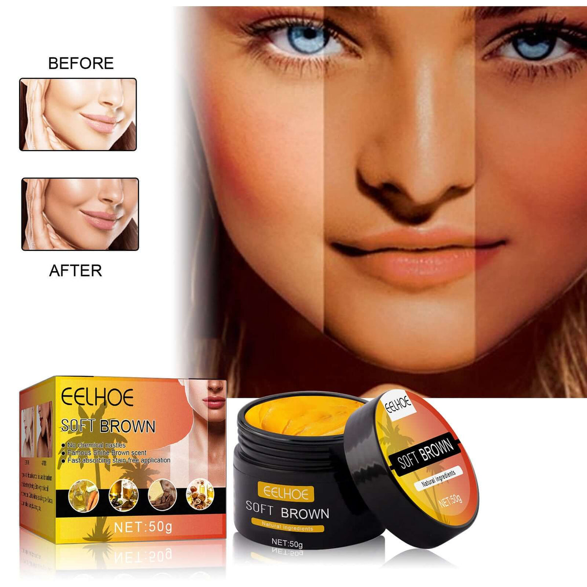 EELHOE Soft Brown Body Tanning Cream – Deep Hydration and Natural Glow | Phonax Services