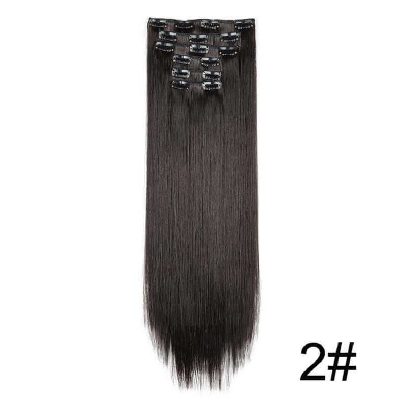 6-Piece Long Straight Hair Clip-In Wig Extensions – 60cm Synthetic Fiber for Women | Phonax Services