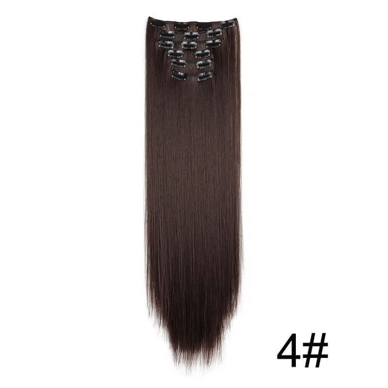 6-Piece Long Straight Hair Clip-In Wig Extensions – 60cm Synthetic Fiber for Women | Phonax Services