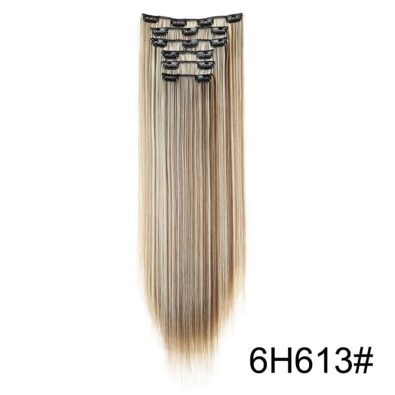 6-Piece Long Straight Hair Clip-In Wig Extensions – 60cm Synthetic Fiber for Women | Phonax Services