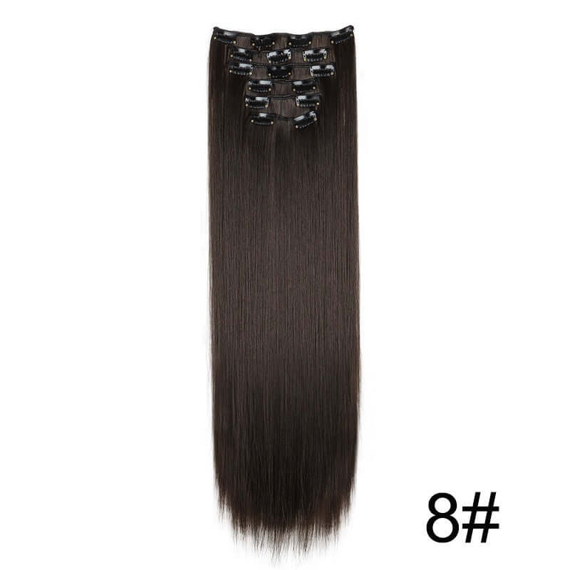 6-Piece Long Straight Hair Clip-In Wig Extensions – 60cm Synthetic Fiber for Women | Phonax Services
