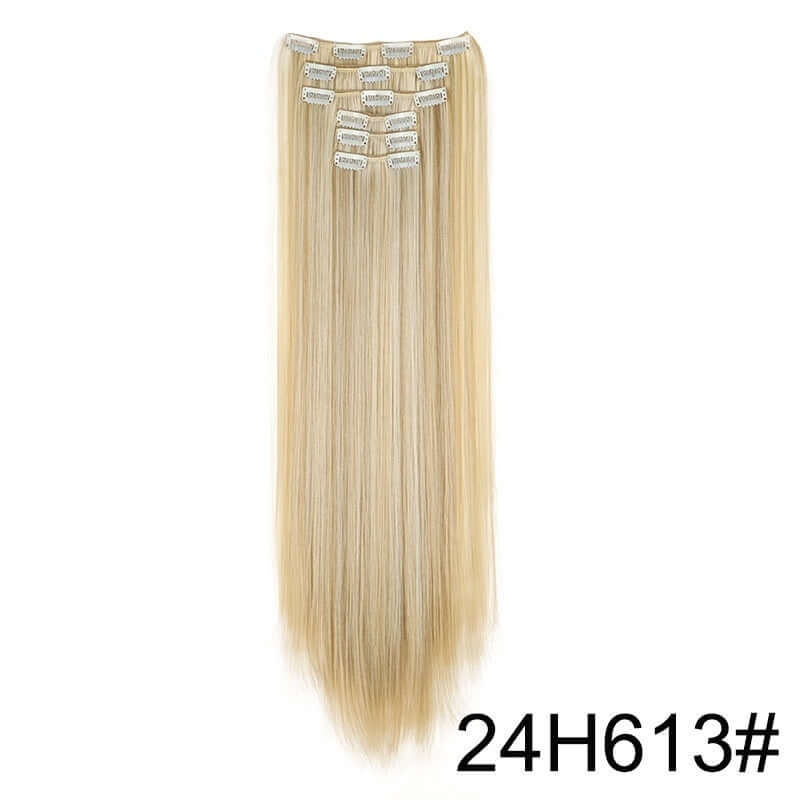 6-Piece Long Straight Hair Clip-In Wig Extensions – 60cm Synthetic Fiber for Women | Phonax Services