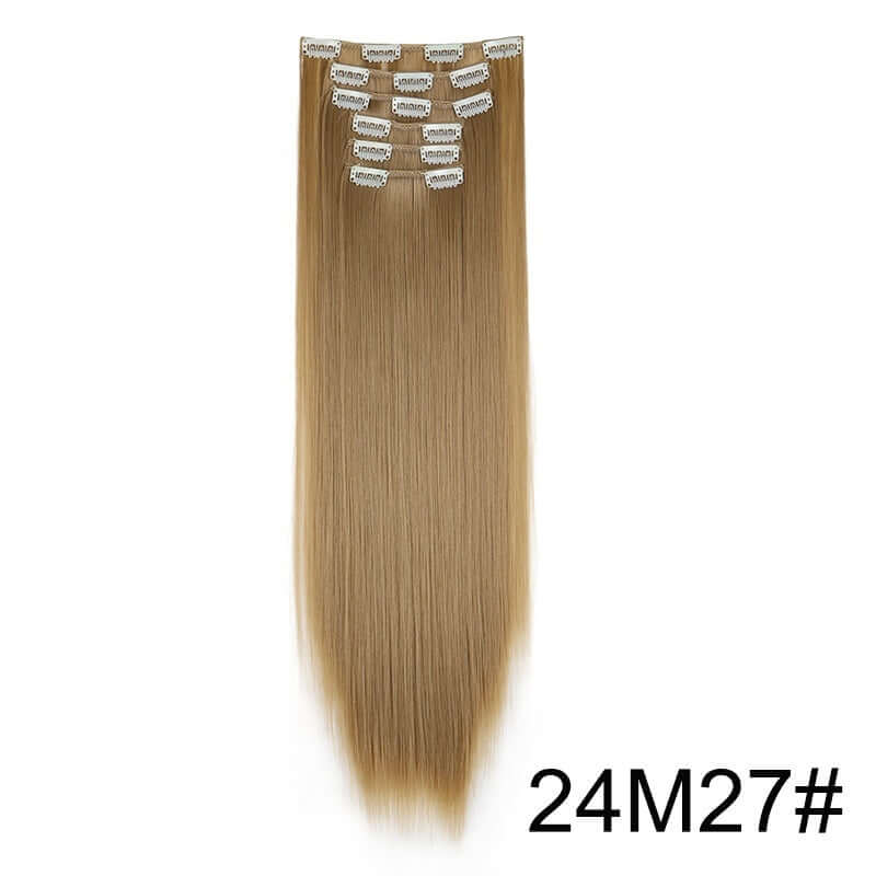 6-Piece Long Straight Hair Clip-In Wig Extensions – 60cm Synthetic Fiber for Women | Phonax Services
