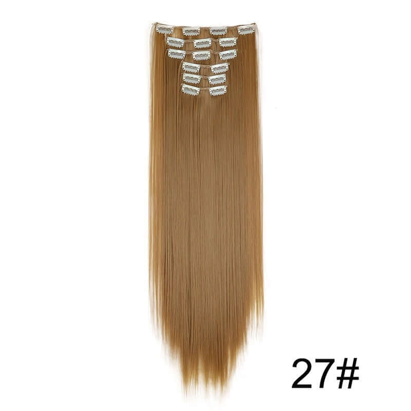 6-Piece Long Straight Hair Clip-In Wig Extensions – 60cm Synthetic Fiber for Women | Phonax Services