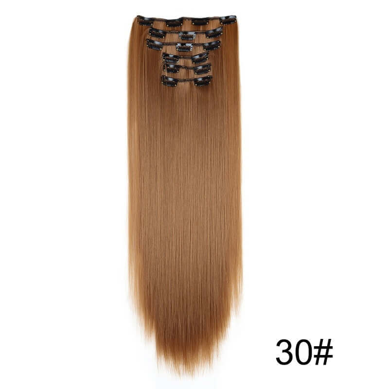 6-Piece Long Straight Hair Clip-In Wig Extensions – 60cm Synthetic Fiber for Women | Phonax Services