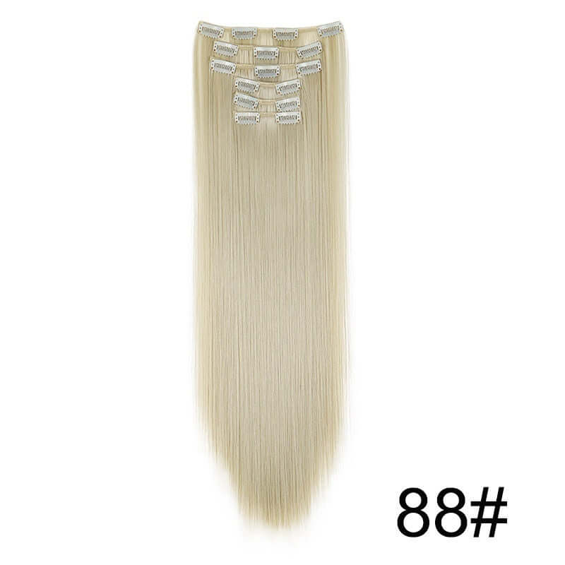 6-Piece Long Straight Hair Clip-In Wig Extensions – 60cm Synthetic Fiber for Women | Phonax Services