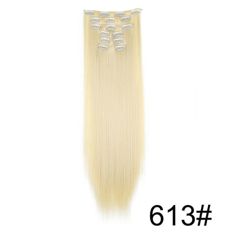 6-Piece Long Straight Hair Clip-In Wig Extensions – 60cm Synthetic Fiber for Women | Phonax Services