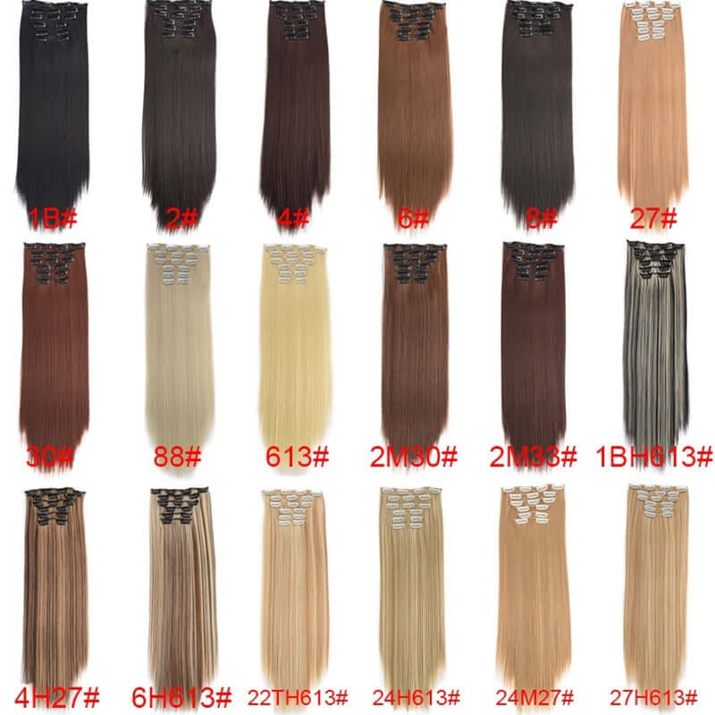 6-Piece Long Straight Hair Clip-In Wig Extensions – 60cm Synthetic Fiber for Women | Phonax Services