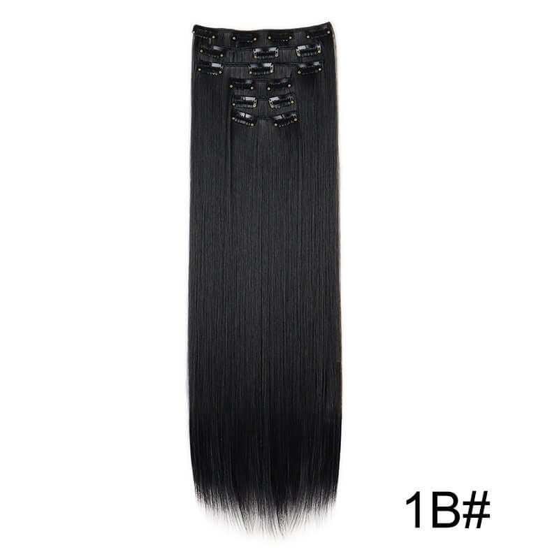 6-Piece Long Straight Hair Clip-In Wig Extensions – 60cm Synthetic Fiber for Women | Phonax Services