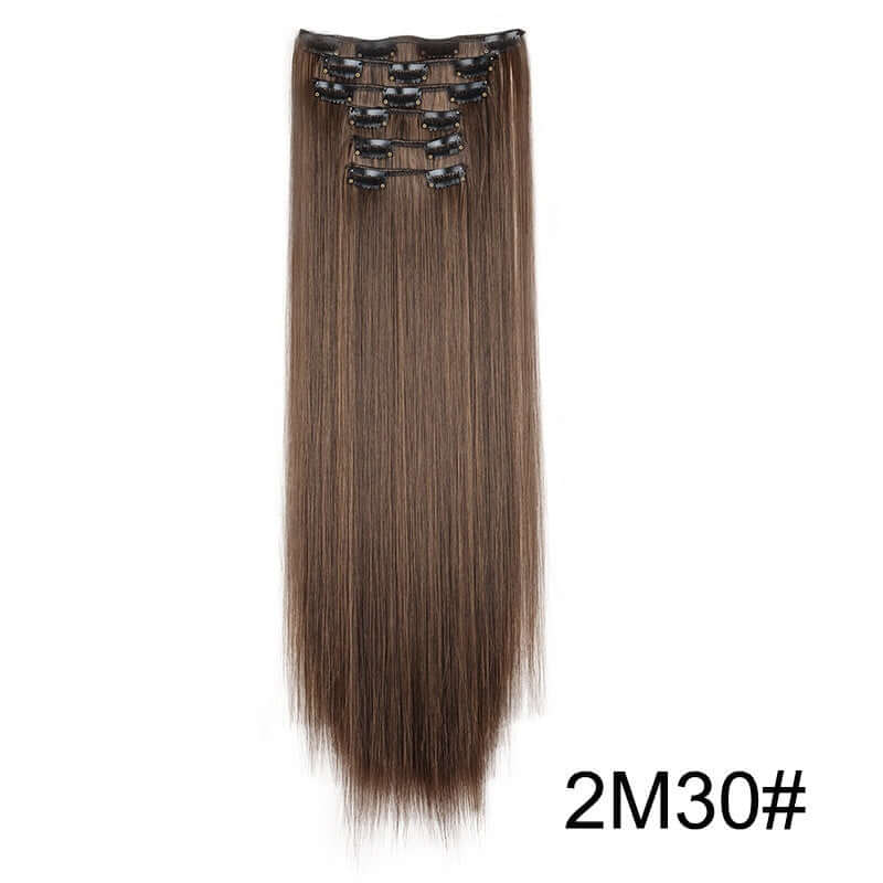 6-Piece Long Straight Hair Clip-In Wig Extensions – 60cm Synthetic Fiber for Women | Phonax Services