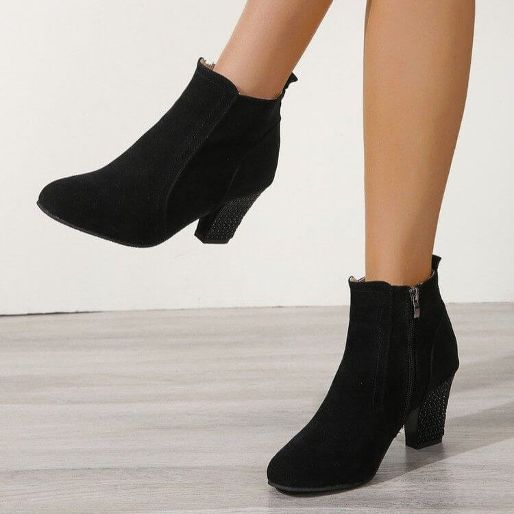 Fashionista Women's Deep Mouth Suede Leather Martin Boots – Stylish High Heel Design | Phonax Services