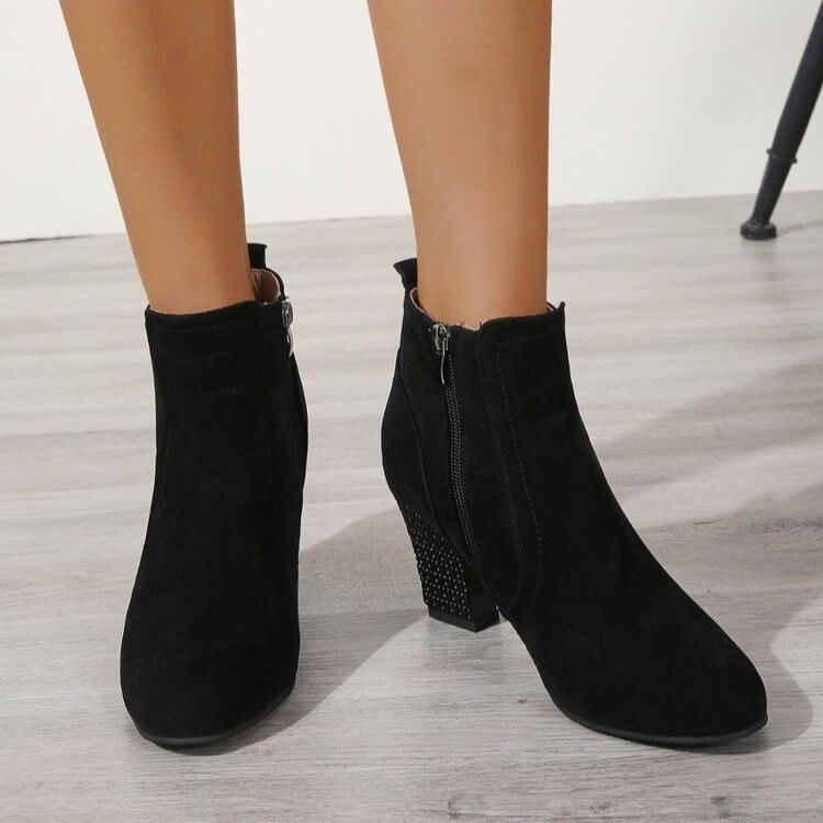 Fashionista Women's Deep Mouth Suede Leather Martin Boots – Stylish High Heel Design | Phonax Services