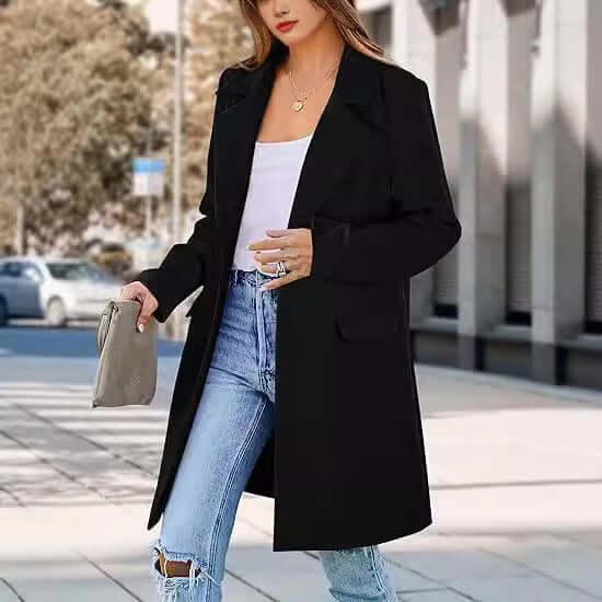 Fashionista Women's Woolen Cardigan Coat – Stylish Solid Color Options | Phonax Services