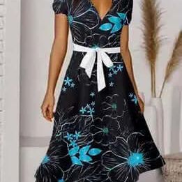 Fashionista V-neck Dress – Slim-fit Floral Design | Phonax Services