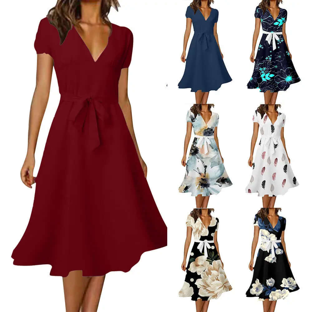 Fashionista V-neck Dress – Slim-fit Floral Design | Phonax Services