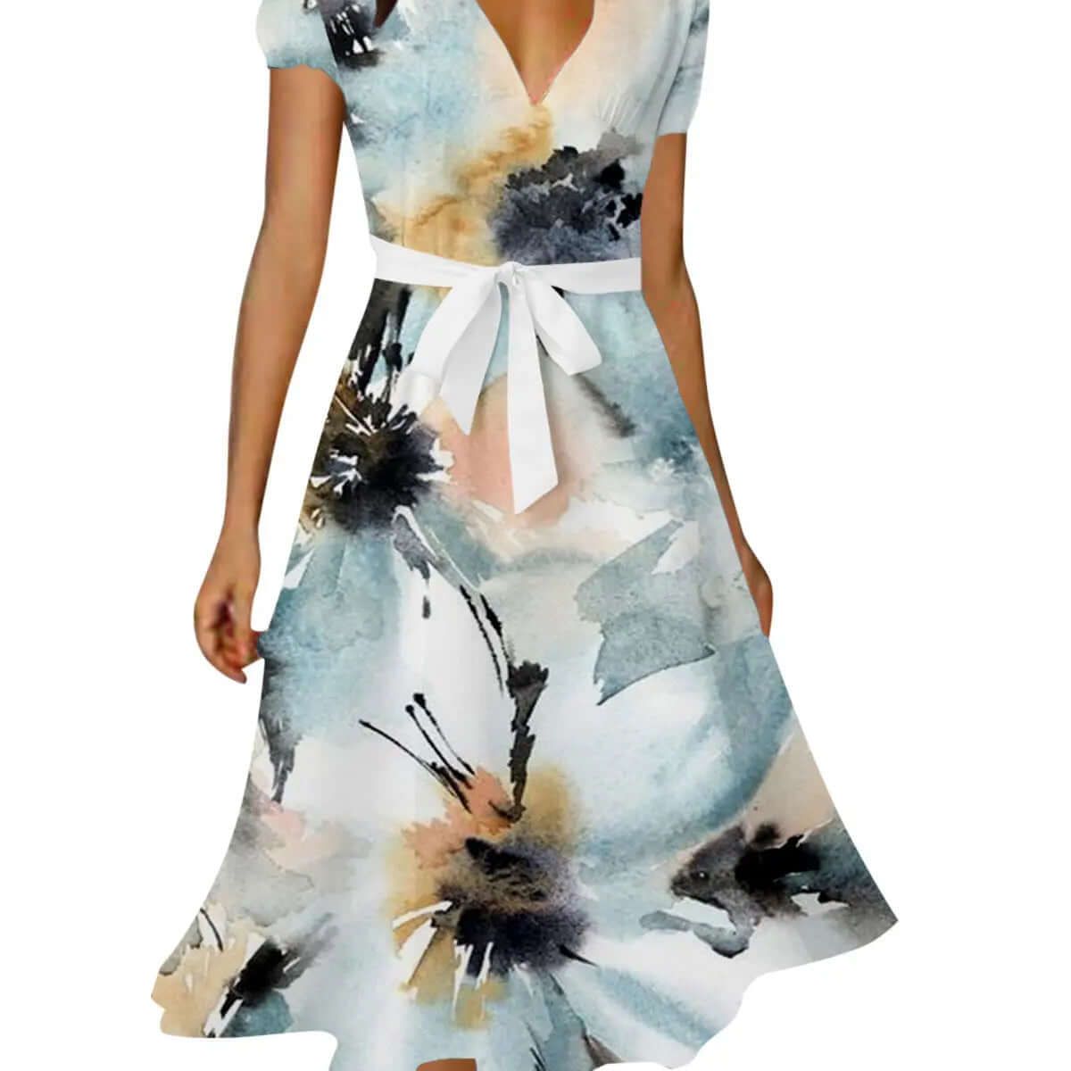 Fashionista V-neck Dress – Slim-fit Floral Design | Phonax Services