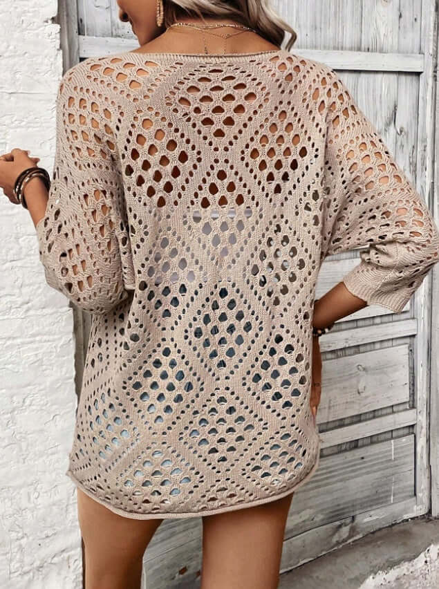 Fashionista Chic Hollow Knit Top – Stylish Sheer Design for Casual Elegance | Phonax Services