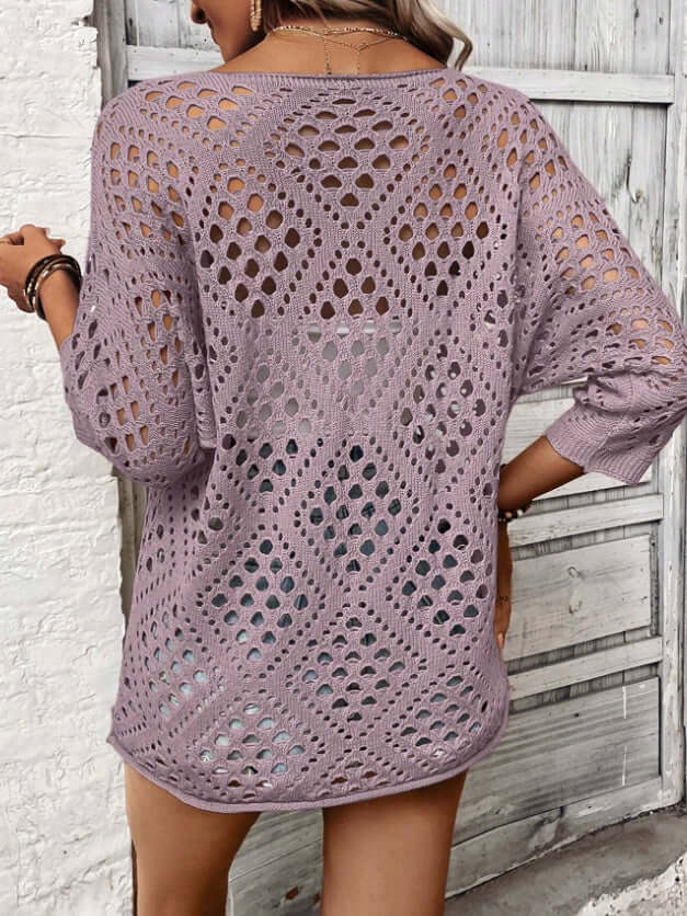 Fashionista Chic Hollow Knit Top – Stylish Sheer Design for Casual Elegance | Phonax Services