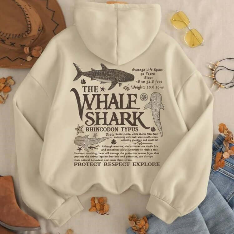 Women’s Shark Slogan Hoodie – Casual Long Sleeve Pullover Sweatshirt | Khaki Graphic Top | Phonax Services
