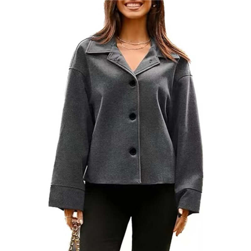 YourBrand Women's Short Long Sleeve Button Coat – Slim Fit Stylish Design | Phonax Services