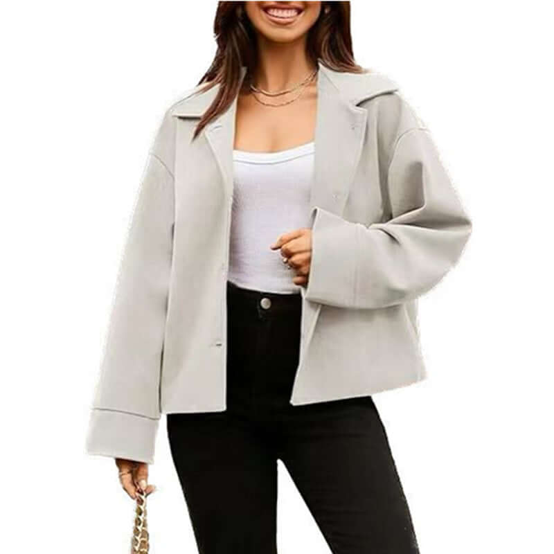 YourBrand Women's Short Long Sleeve Button Coat – Slim Fit Stylish Design | Phonax Services