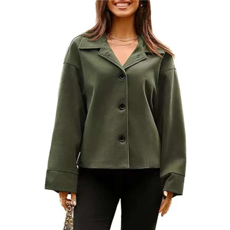 YourBrand Women's Short Long Sleeve Button Coat – Slim Fit Stylish Design | Phonax Services
