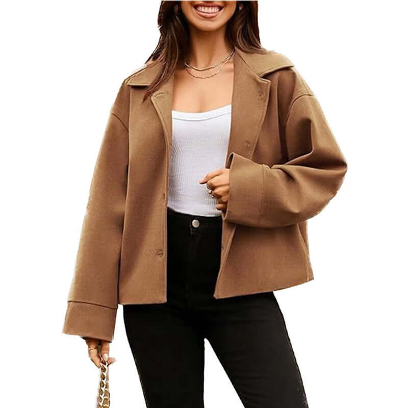 YourBrand Women's Short Long Sleeve Button Coat – Slim Fit Stylish Design | Phonax Services