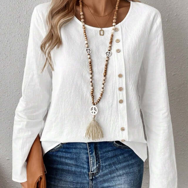YourBrand Women's Solid Color Round Neck Long Sleeve Top – Semi-Sheer Comfort and Style | Phonax Services