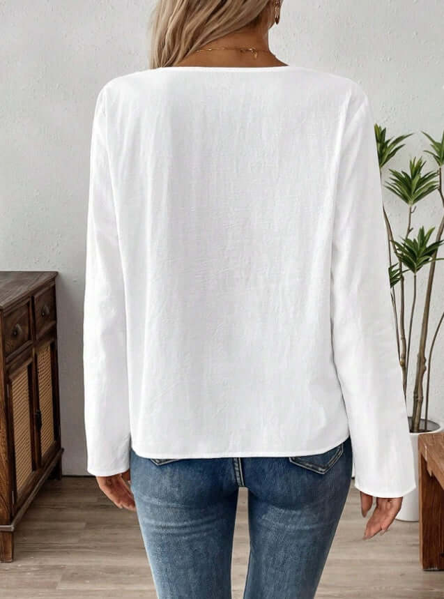 YourBrand Women's Solid Color Round Neck Long Sleeve Top – Semi-Sheer Comfort and Style | Phonax Services